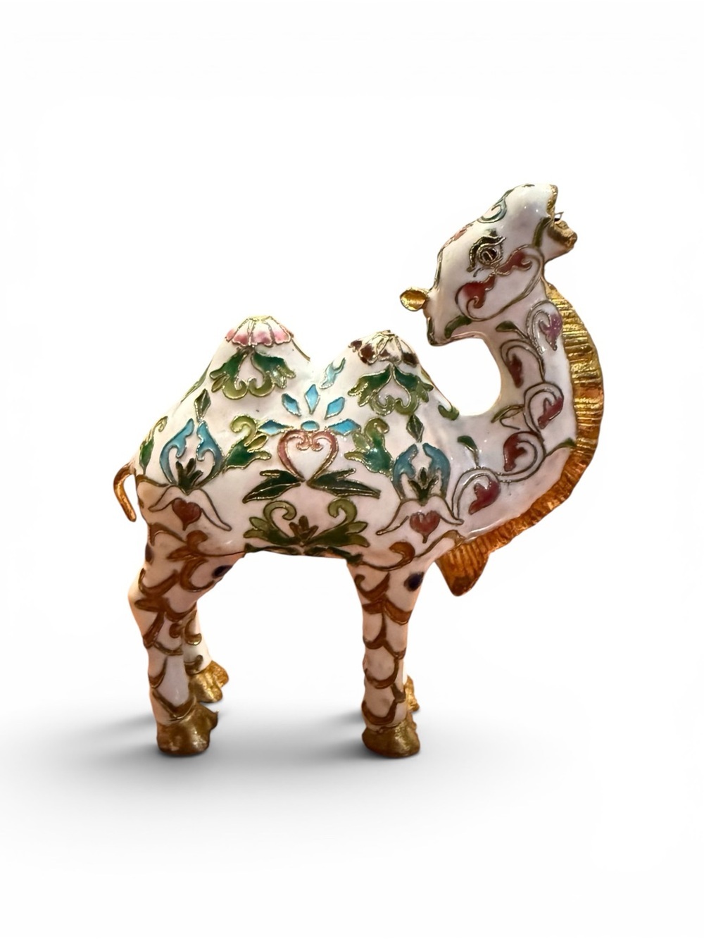 Rare Vintage Cloisonné Camel Figurine | Hand Enameled Brass | Boho Decor